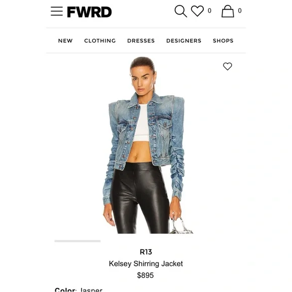R13 Distressed Denim Jacket Structured Ruched Sleeve Jean Jacket | The Attico - Picture 11 of 13